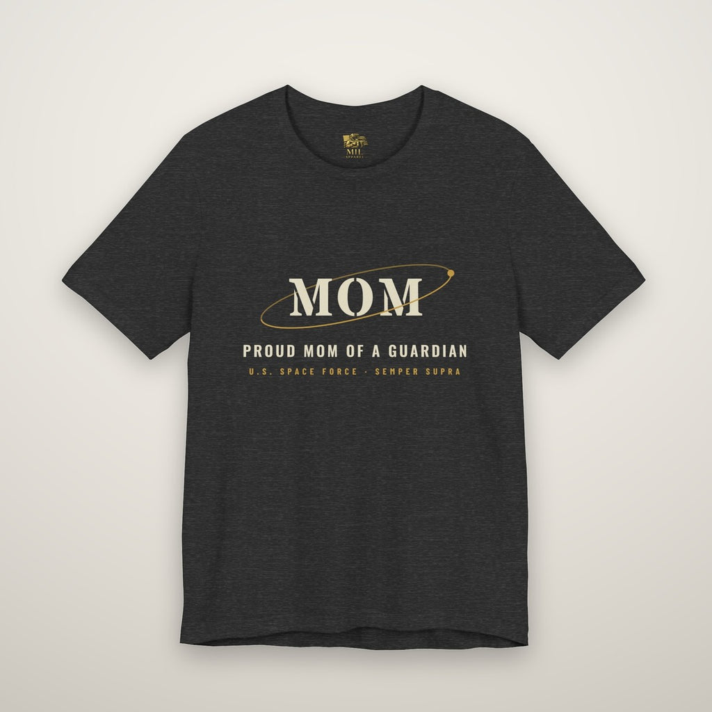 Space Force Mom tee, Proud Mom of a Guardian, Dark Grey Heather