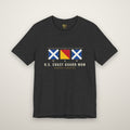 Coast Guard Mom tee with MOM in signal flags, Dark Grey Heather