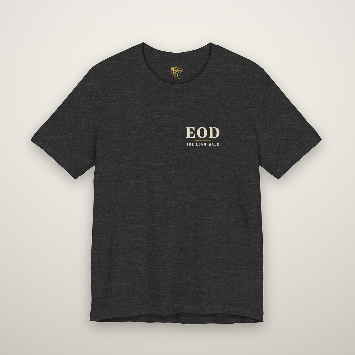 Front of the EOD tee with a small left-chest EOD print