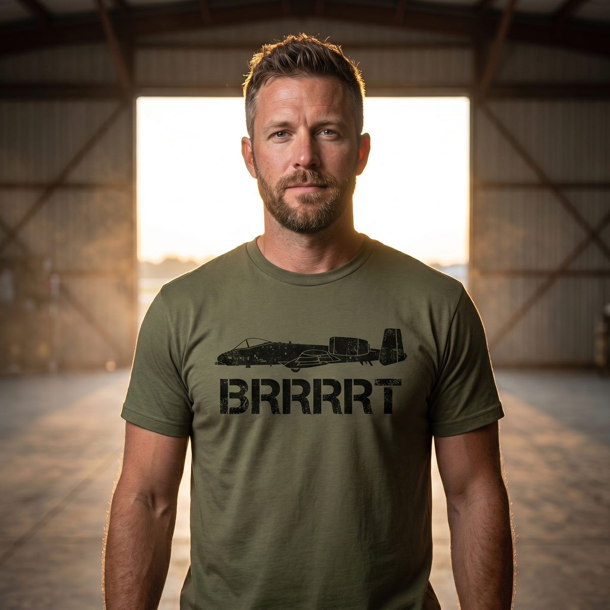A-10 Warthog Tee - hangar doorway ad creative