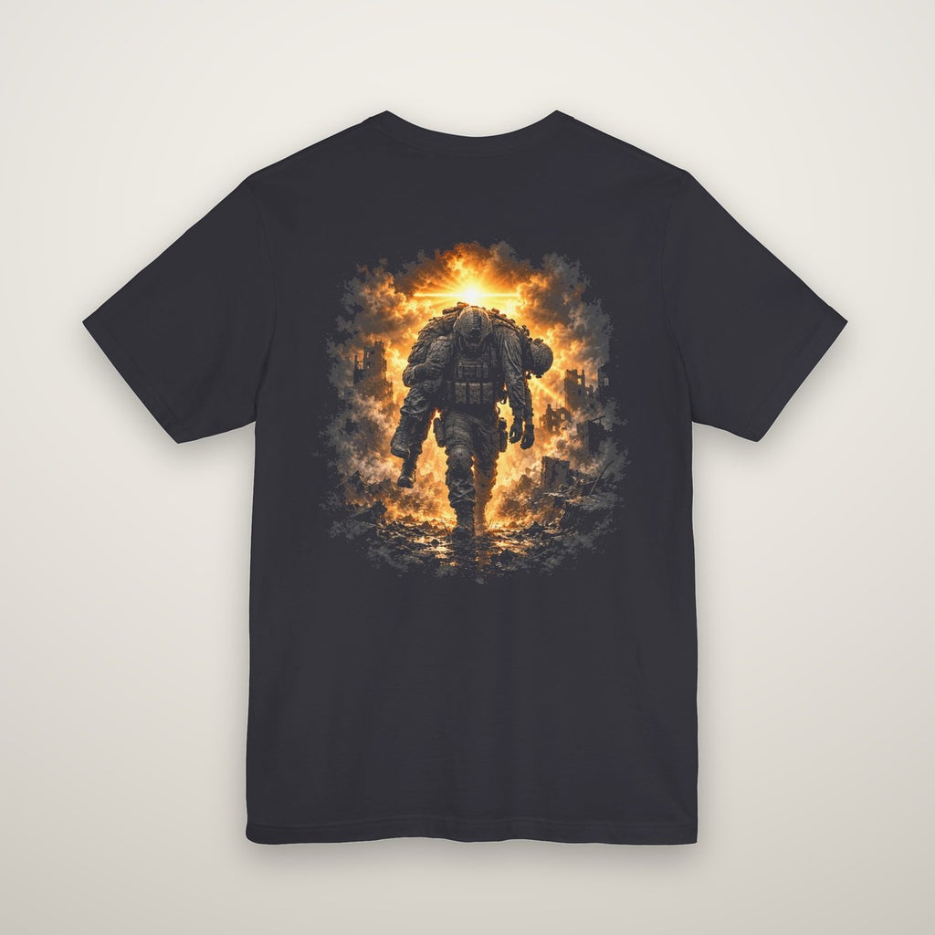 John 15:13 tee in dark grey, back