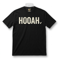 Hooah Tee — black tee with bold cream HOOAH stencil typography