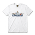 Coast Guard Cutter Tee — white tee with full-color Coast Guard cutter racing stripe illustration
