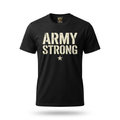 Army Strong Tee — black premium cotton t-shirt with cream stencil typography