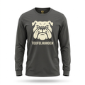 Marines Devil Dog Long Sleeve — charcoal grey long sleeve tee with cream Devil Dog Teufelhunden graphic