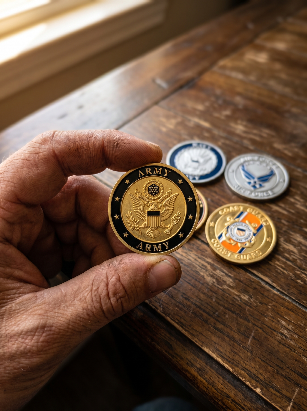 Military Branch Challenge Coin Set - lifestyle