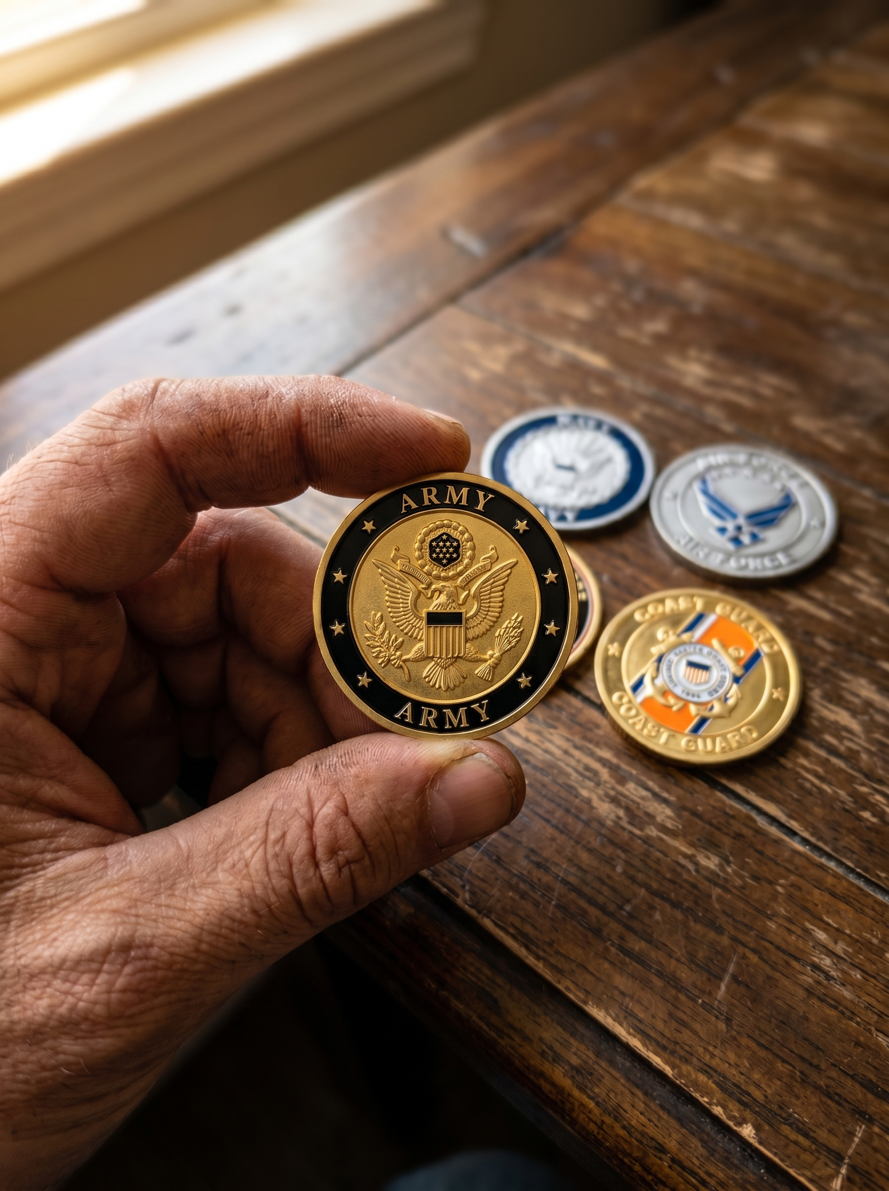 Military Branch Challenge Coin Set - lifestyle