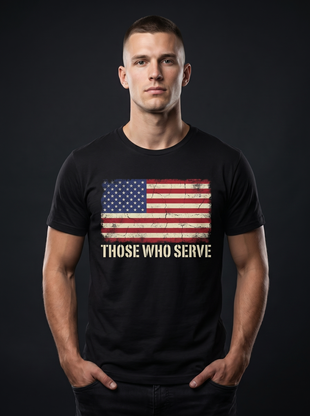 Those Who Serve Tee - on-model hero