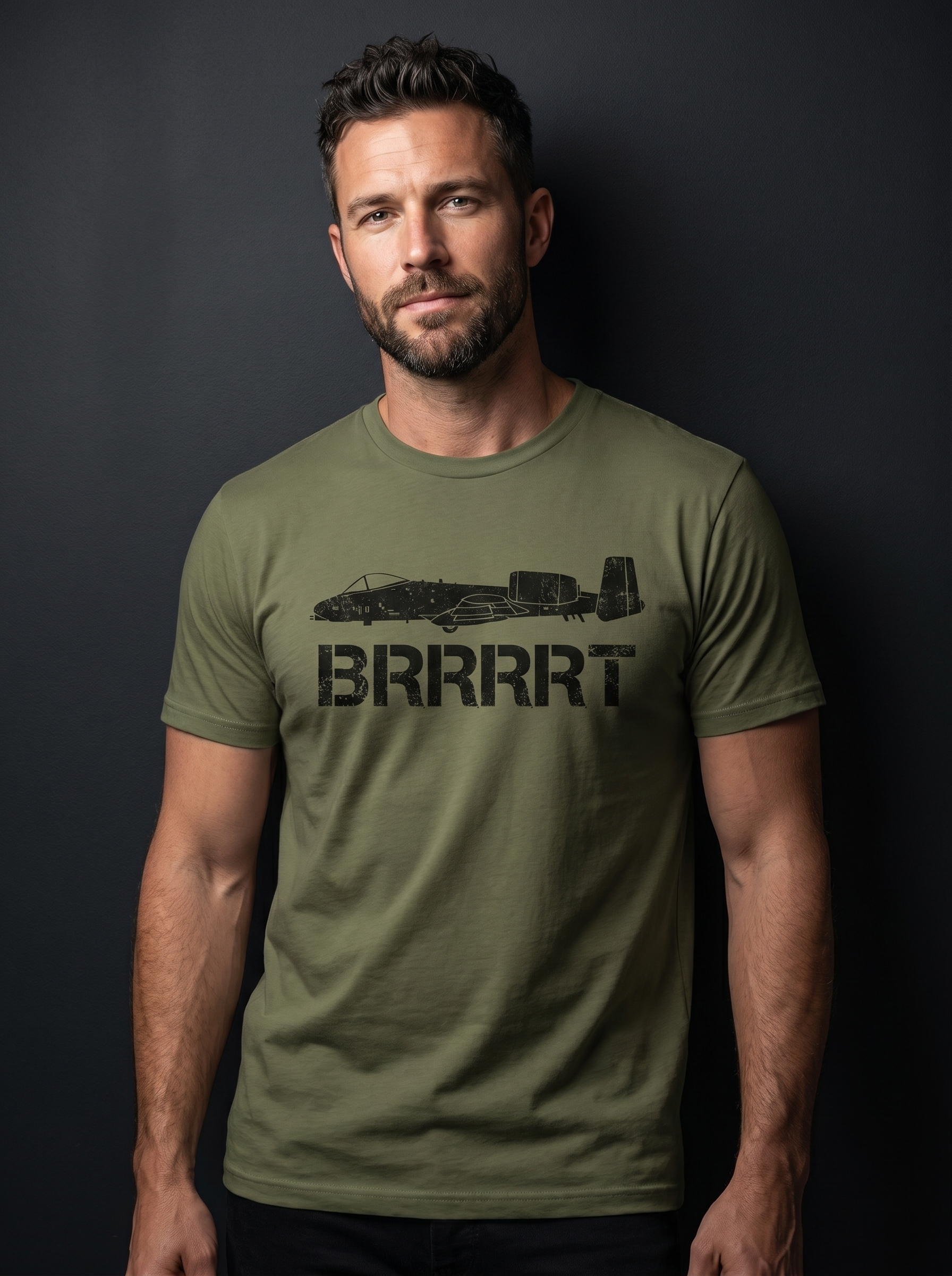 A-10 Warthog Tee green - on-model hero