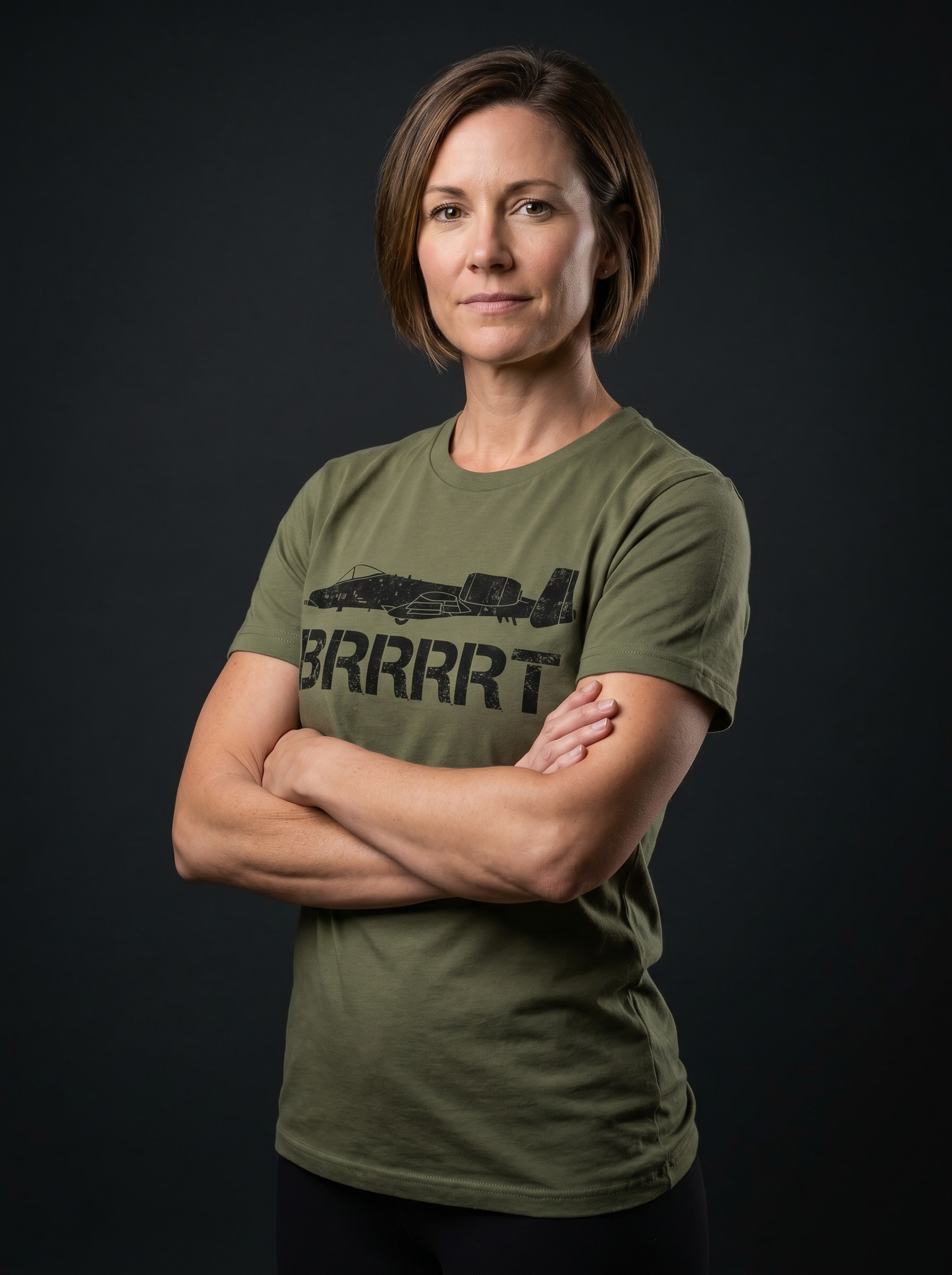 A-10 Warthog Tee - female model studio shot
