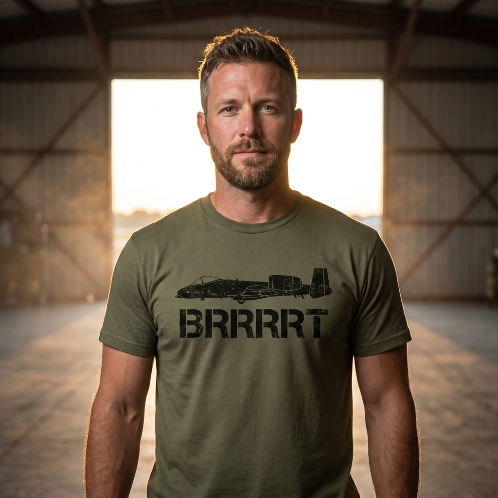 A-10 Warthog Tee - hangar doorway ad creative