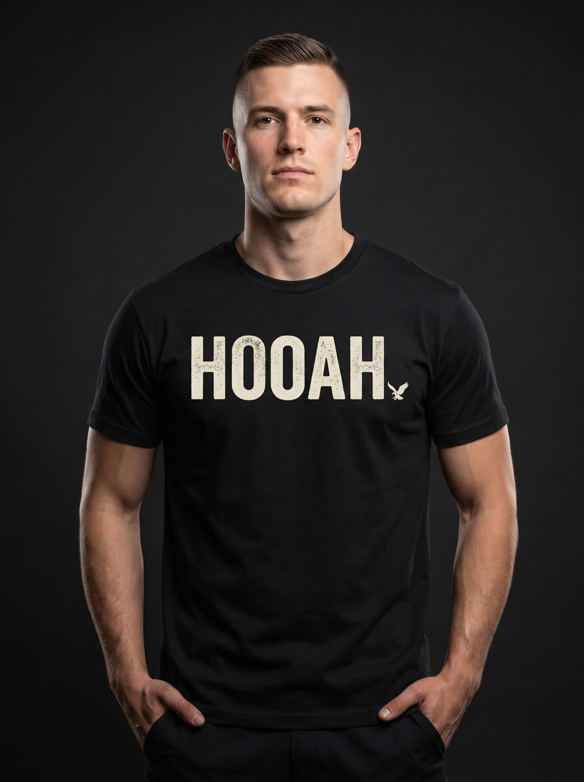Hooah Tee - on-model hero