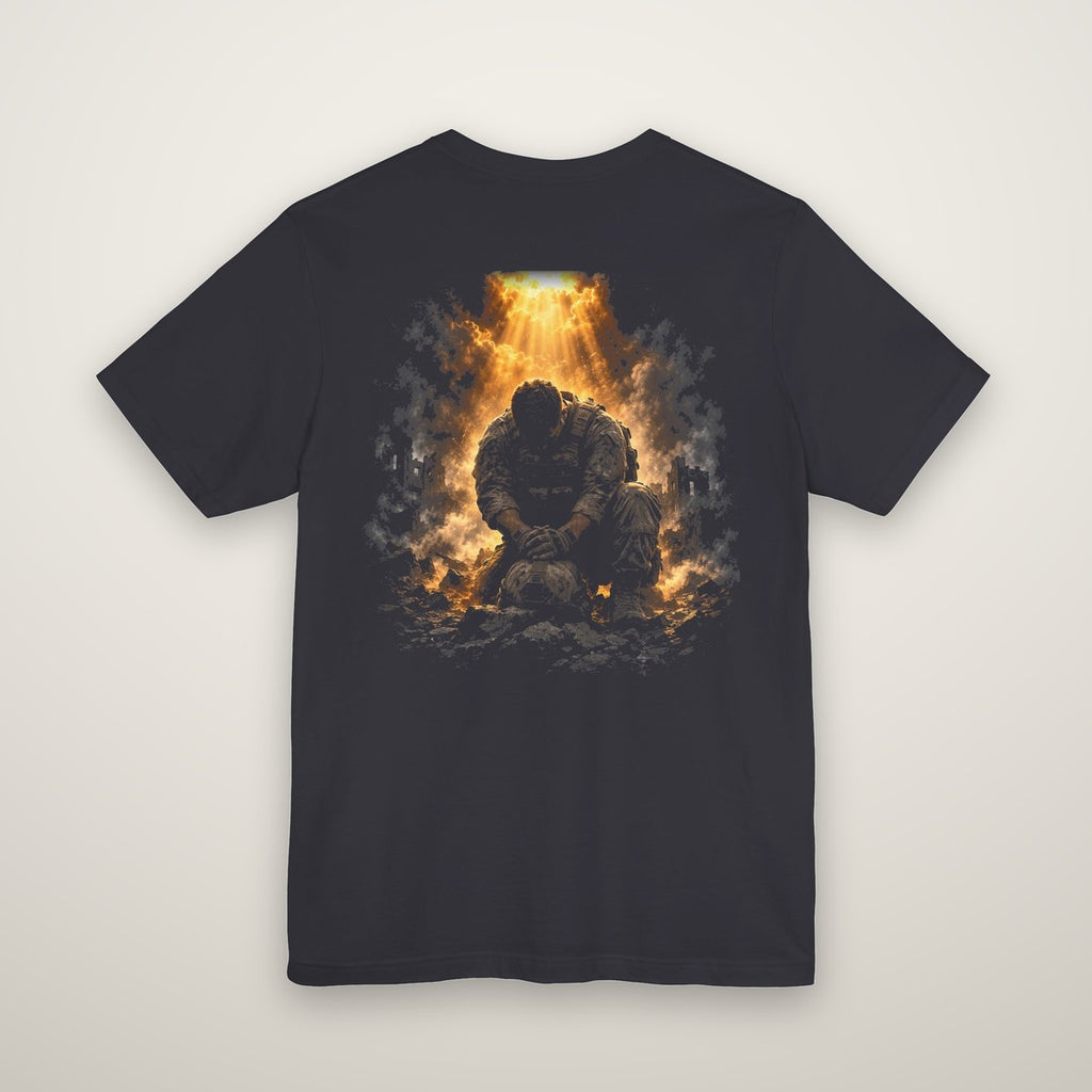 Psalm 144:1 tee in dark grey, back