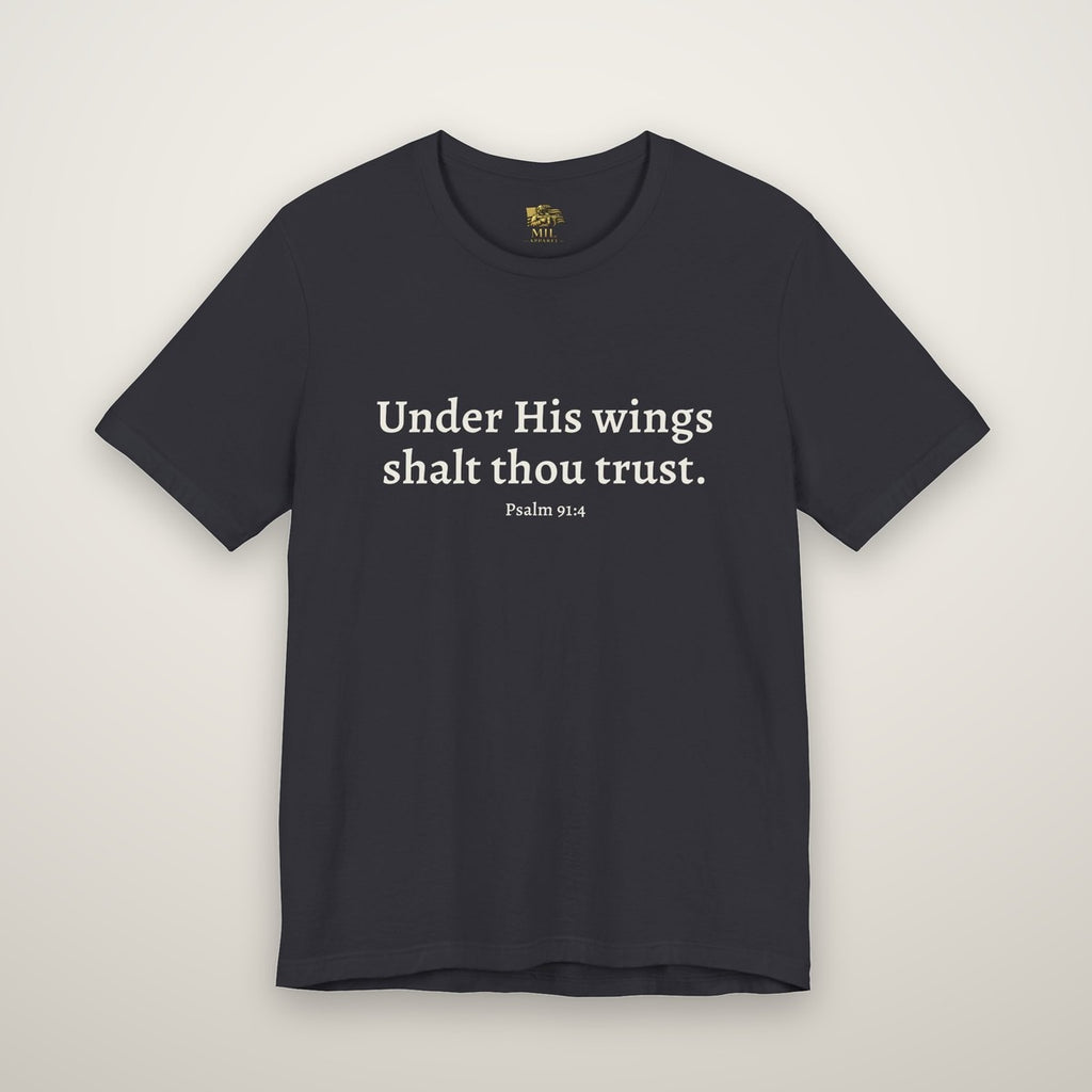 Psalm 91 tee in dark grey, front