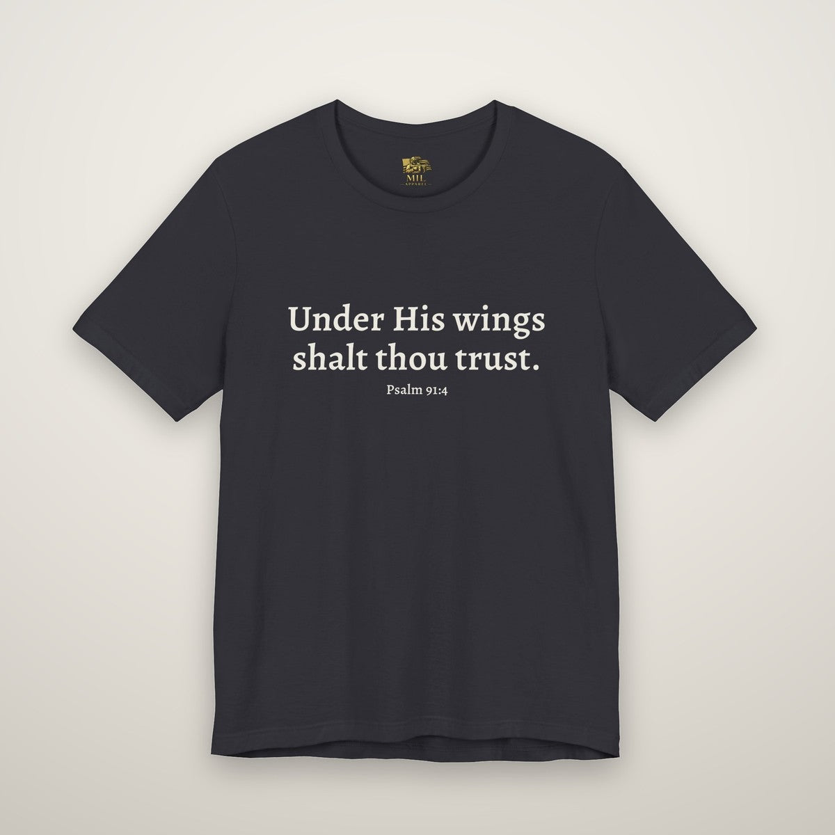Psalm 91 tee in dark grey, front