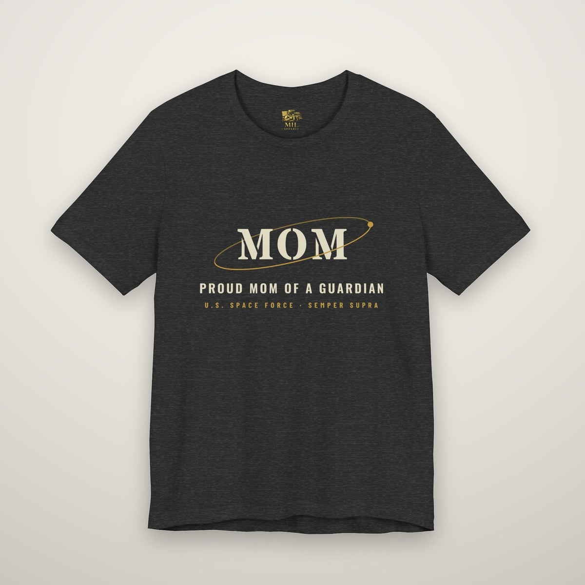Space Force Mom tee, Proud Mom of a Guardian, Dark Grey Heather