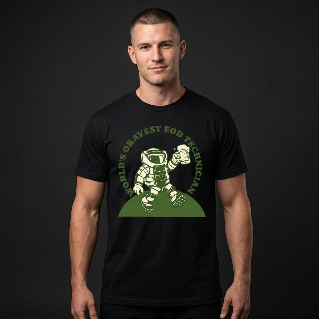 World's Okayest EOD Technician tee, lifestyle view