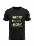 WTF Whiskey Tango Foxtrot tee in black, front view - Mil Apparel military humor t-shirt